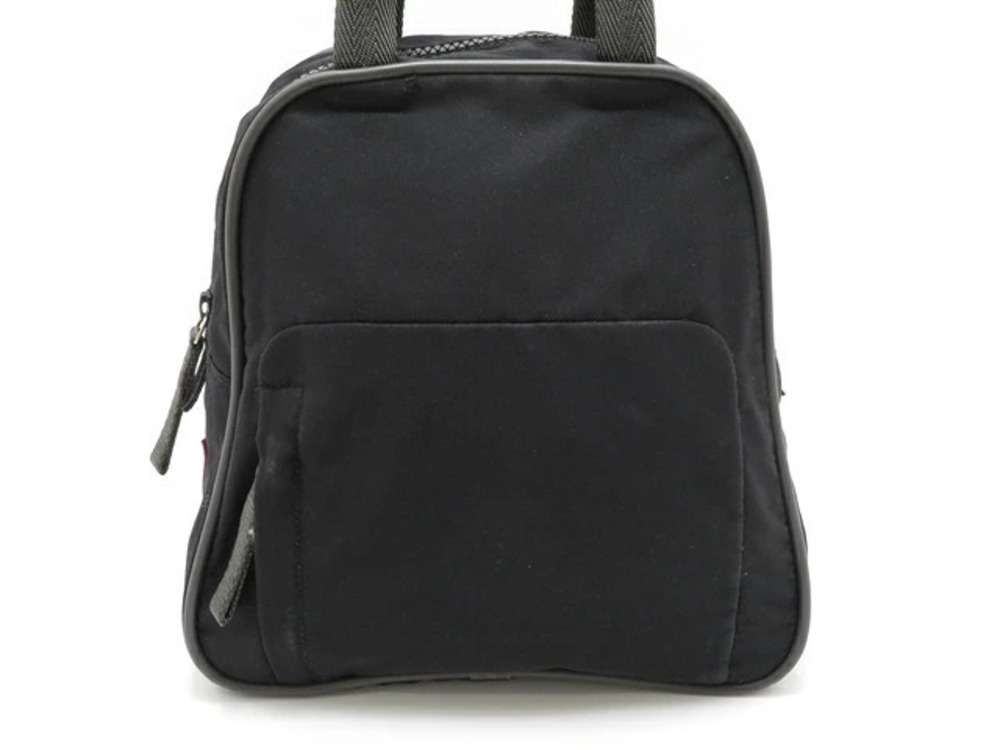 Prada black handbag backpack structured rounded shape